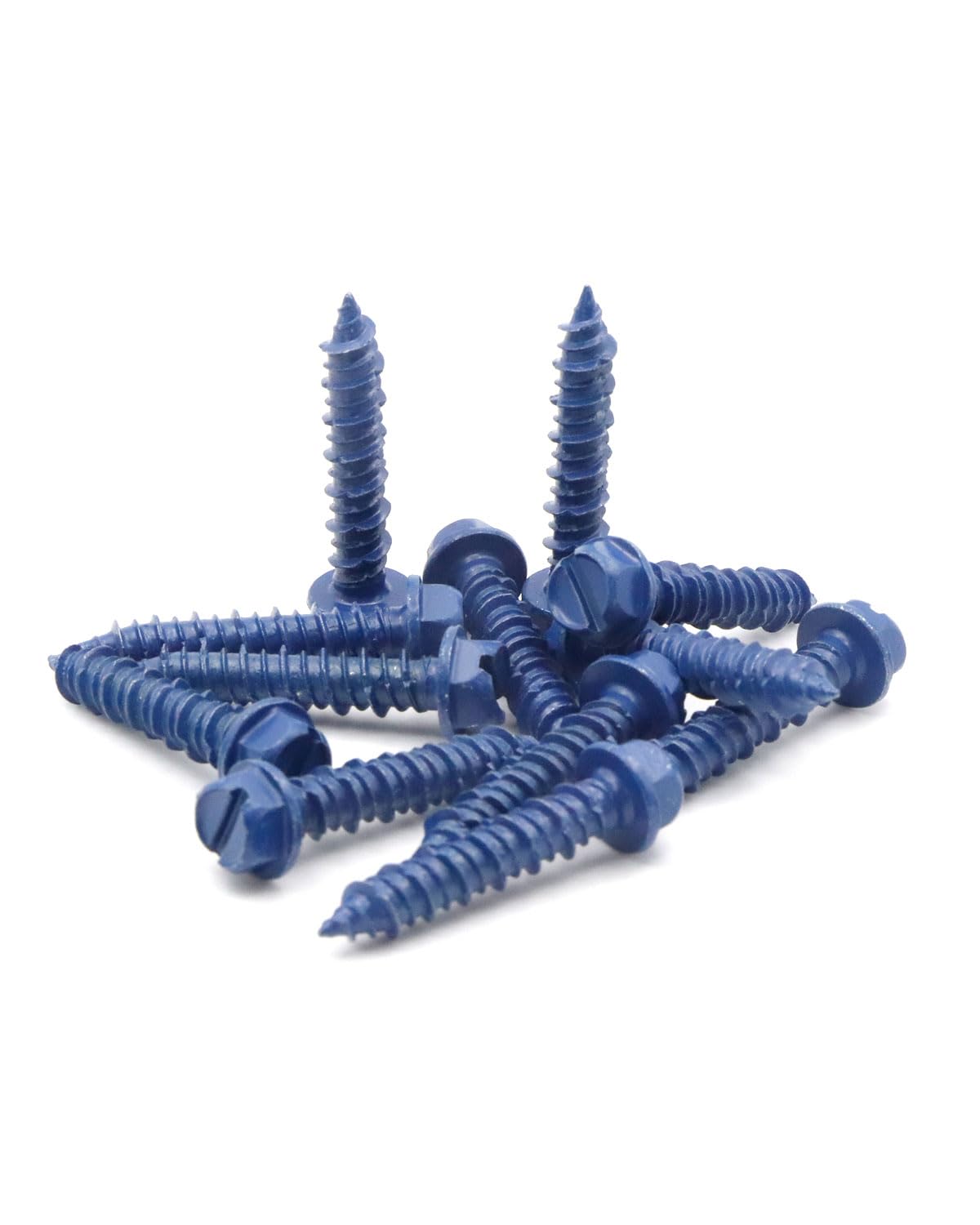 IMScrews 1/4" x 1-1/4" Masonry Anchor Screws, Short Hex Slotted Concrete Bolts, Blue Corrosion Resistant, 25 Pack - image 6