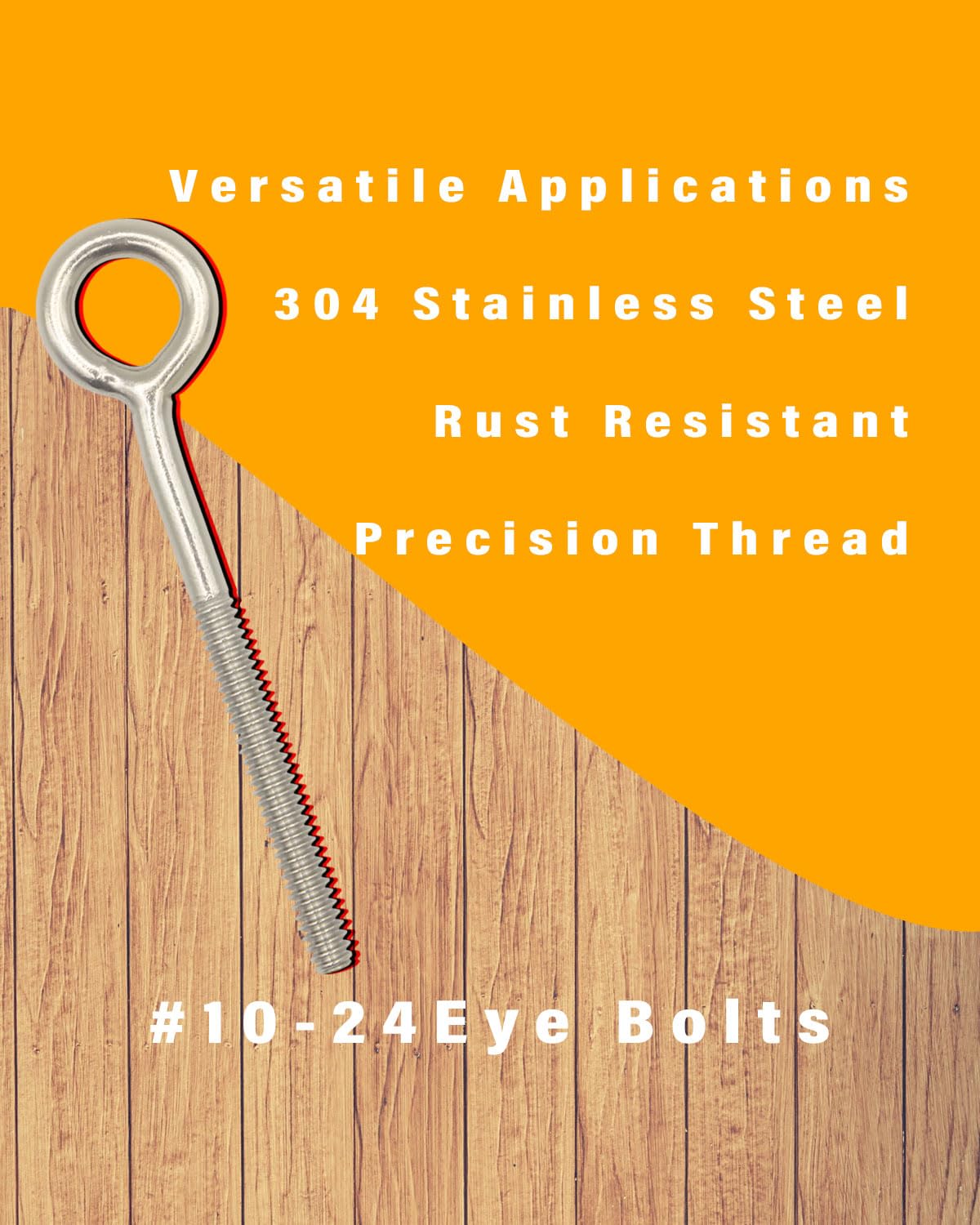 IMSCREWS #10-24 x 3" Stainless Steel Eye Bolt, Welded Closed Eye Machine Thread Bolt, 304 Grade Rust Resistant for Light-Duty Hanging, Outdoor and Marine Projects, 20 Pack - image 7