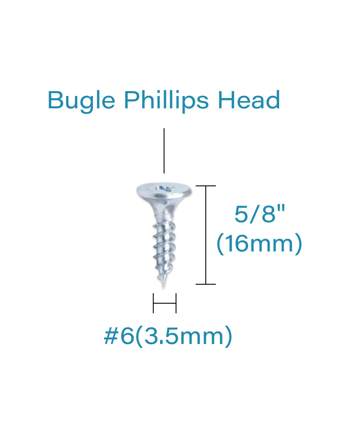 IMScrews 100 шт. #6x5/8" Шурупы для гипсокартона с плоской головкой Phillips с тонкой резьбой и острым концом Шуруп по дереву, углеродистая сталь 1022A, оцинкованный
