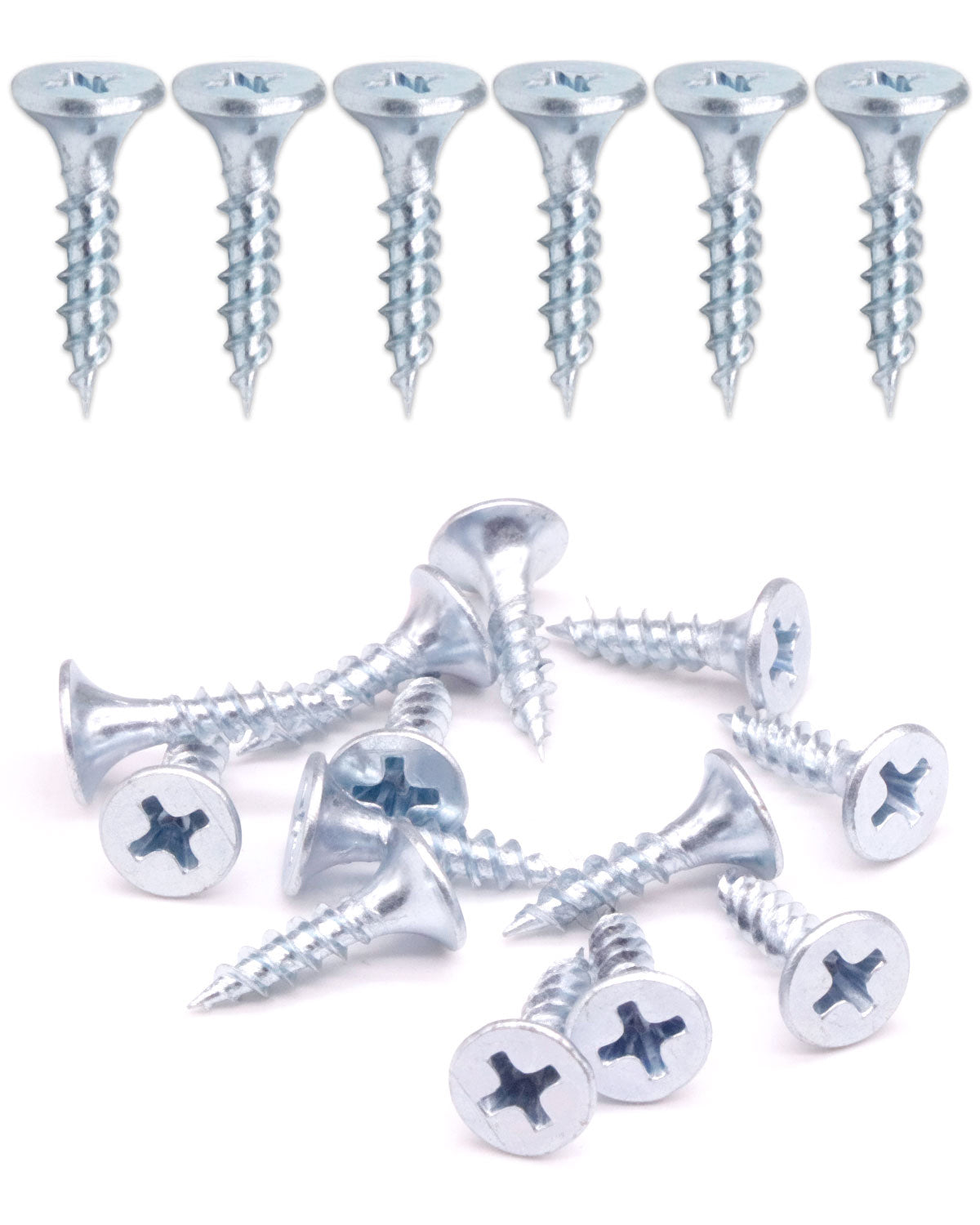 IMScrews #6x3/4" Шурупы для гипсокартона с плоской головкой и крестообразным шлицем. Набор шурупов для дерева с тонкой резьбой и острым концом, углеродистая сталь 1022A (200 шт. #6x3/4", оцинкованный)
