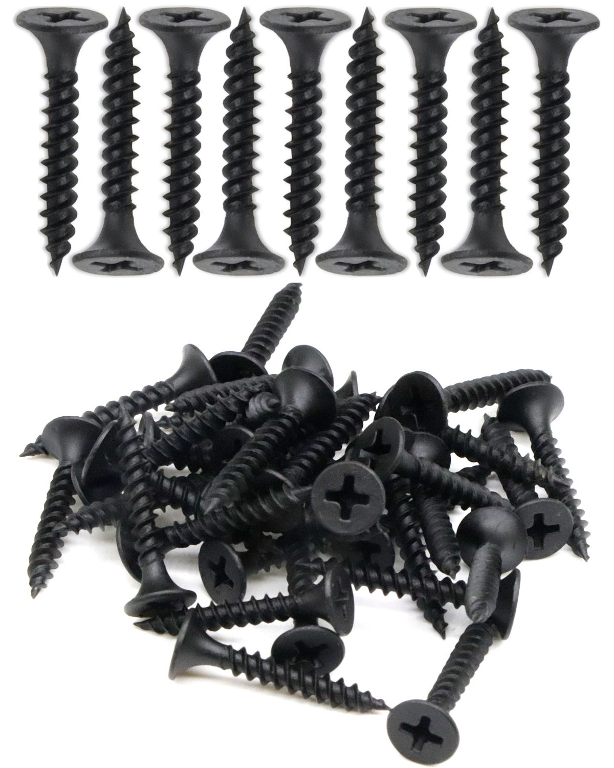 IMScrews 100pcs #6 x 1" Flat Head Phillips Drywall Screws Fine Thread Sharp Point Wood Screw, Carbon Steel 1022A, Black Phosphate