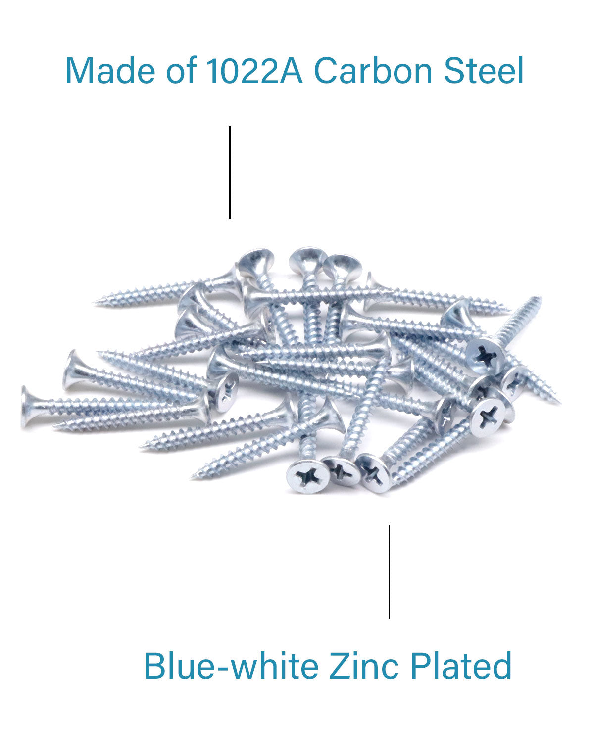 IMScrews 200шт #6 x 1-1/8" Шурупы для гипсокартона с плоской головкой и крестообразным шлицем Шуруп с тонкой резьбой и острым концом, углеродистая сталь 1022A, оцинкованный