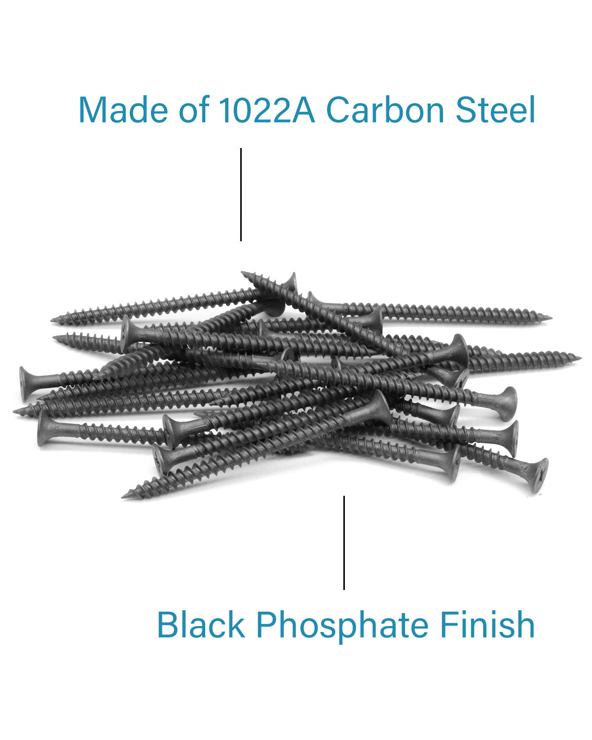 IMScrews 50pcs #8x2-3/8" Flat Head Phillips Drywall Screws Fine Thread Sharp Point Wood Screw Assortment Kit, Carbon Steel 1022A, Black Phosphate