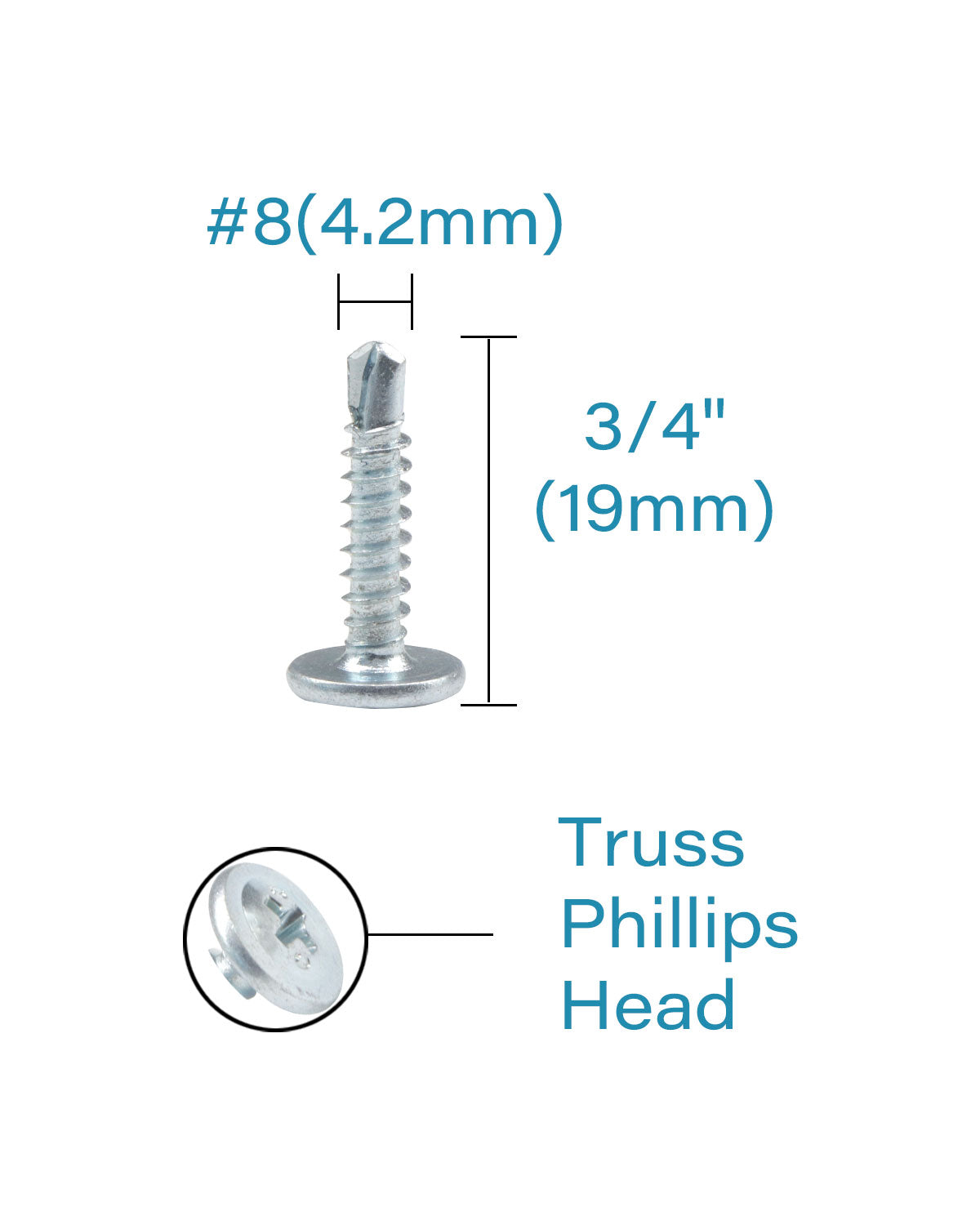 IMScrews 50 шт. #8 x 3/4 дюйма Самосверлящие винты с ферменной головкой Стандартная резьба Работа по дереву МДФ Цинк