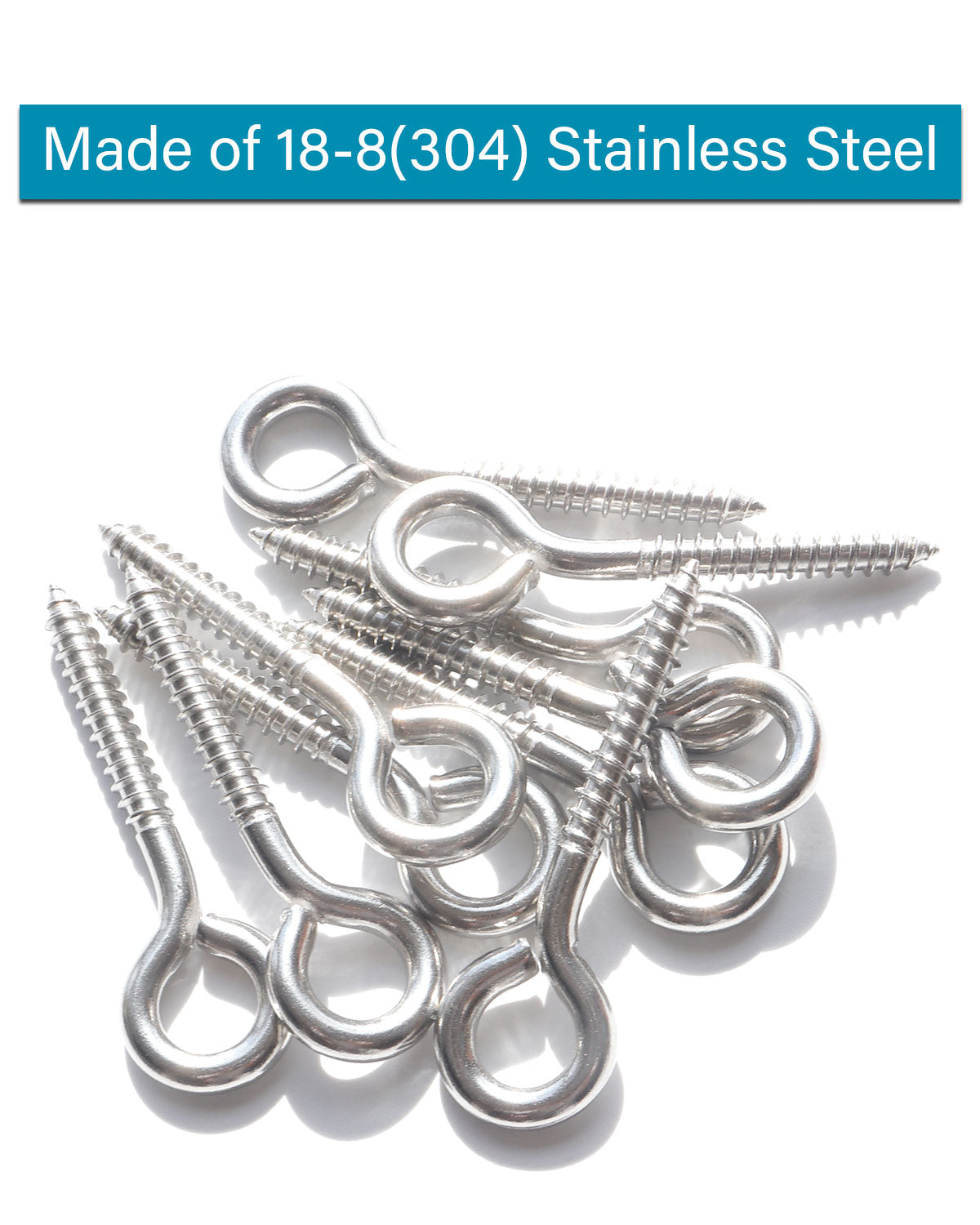 IMScrews 10pcs M6 x 3-1/4 Inch Screw Eyes Small Eyelet Screws Lag Eyebolt 18-8(304) Stainless Steel Heavy Duty Hook