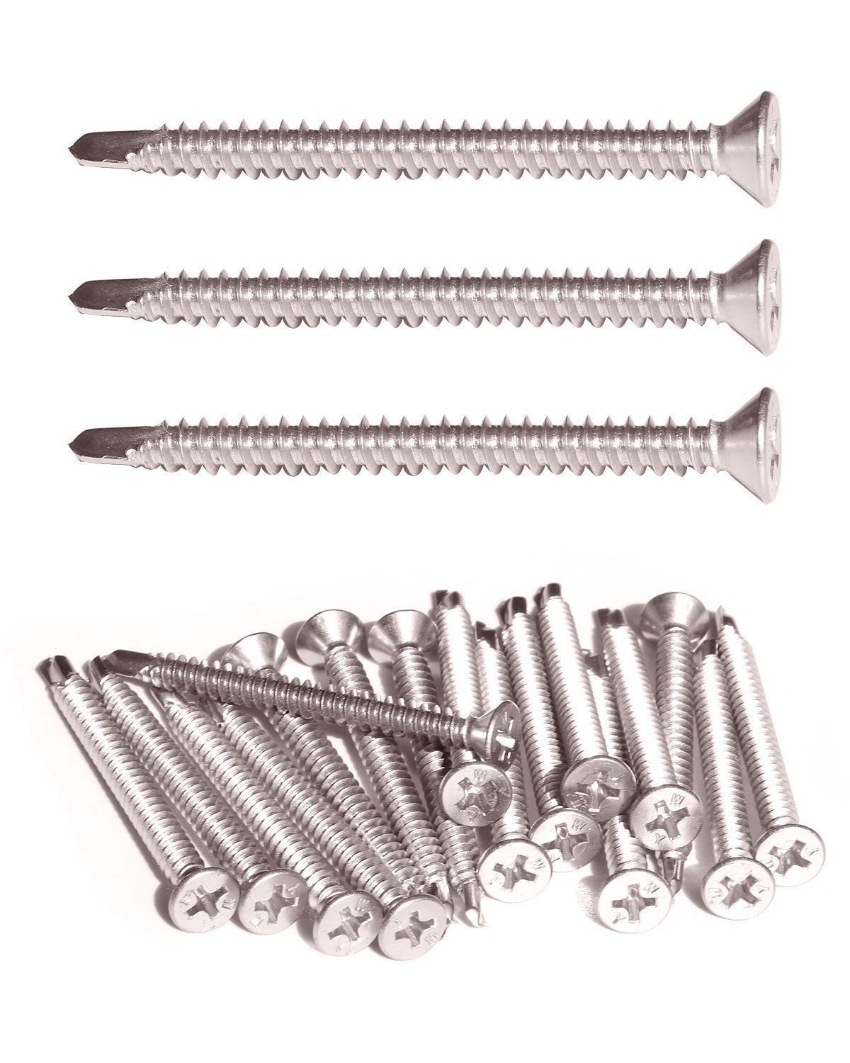 IMScrews 50 шт. # 8 x 2 дюйма, самосверлящие винты Phillips с плоской головкой из нержавеющей стали, винты из нержавеющей стали 410 с полной резьбой для листового металла Tek, винты по дереву и металлу