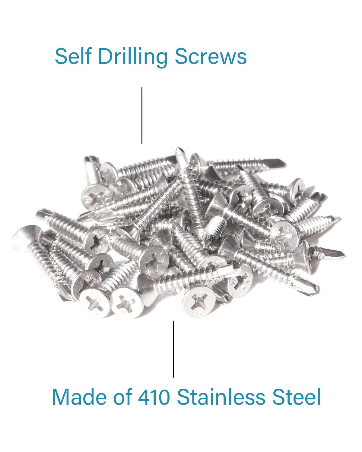Stainless Steel Sheet Metal Screws #12 x 1 Inch 25pcs, Self Drilling Flat Head Phillips Stainless Steel 410 Screws Standard Thread Teks Screws for Wood to Metal Stud by IMSCREWS