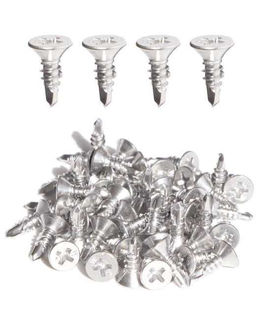 #10 x 1/2" Самосверлящие винты Phillips с плоской головкой из нержавеющей стали (50 шт.), винт Tek для листового металла из нержавеющей стали 410, дерево к металлу от IMScrews