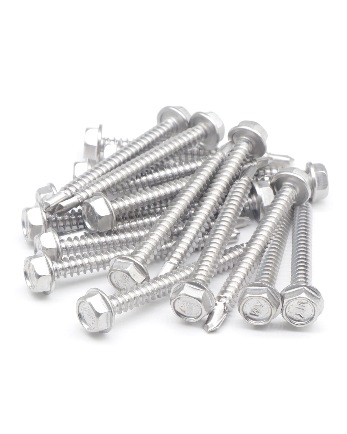 IMScrews 100 шт. # 8 x 2 дюйма, самосверлящие винты с шестигранной головкой и шайбой из нержавеющей стали, винты из нержавеющей стали 410 с полной резьбой для листового металла Tek