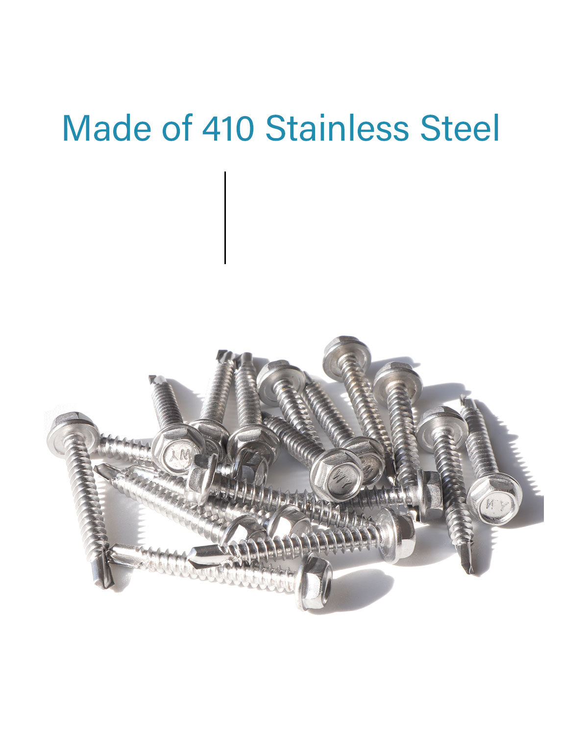 IMScrews 25pcs #8 x 1-1/2" Stainless Hex Washer Head Self Drilling Screws, 410 Stainless Steel Full Thread Sheet Metal Tek Screws