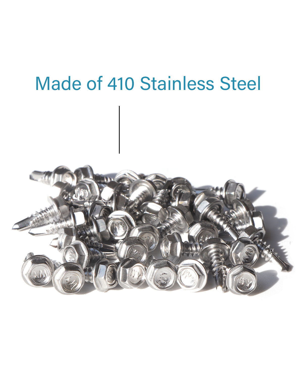 IMScrews 50 шт. #8 x 1/2 дюйма самосверлящие винты с шестигранной головкой и шайбой из нержавеющей стали, винты из нержавеющей стали 410 с полной резьбой для листового металла Tek