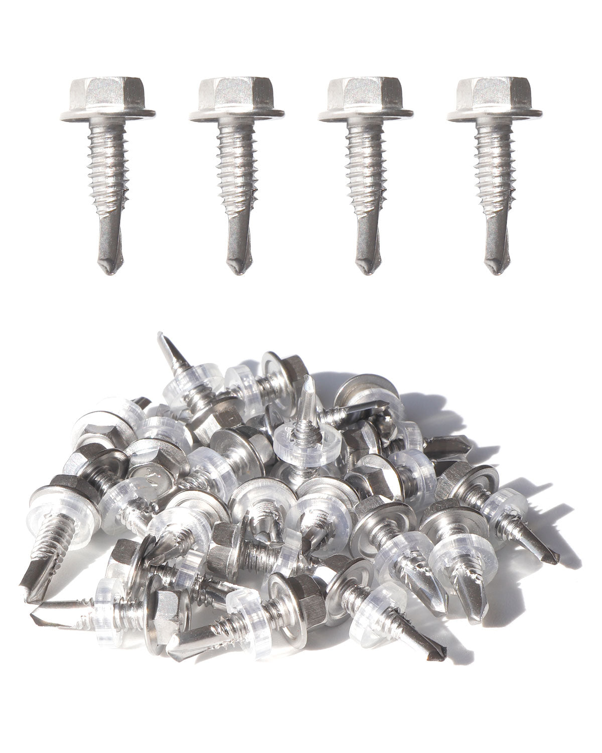 IMScrews 25 шт. # 14 x 3/4 дюйма, самосверлящие винты с шестигранной головкой из нержавеющей стали, винты из нержавеющей стали 410 с полной резьбой для листового металла Tek