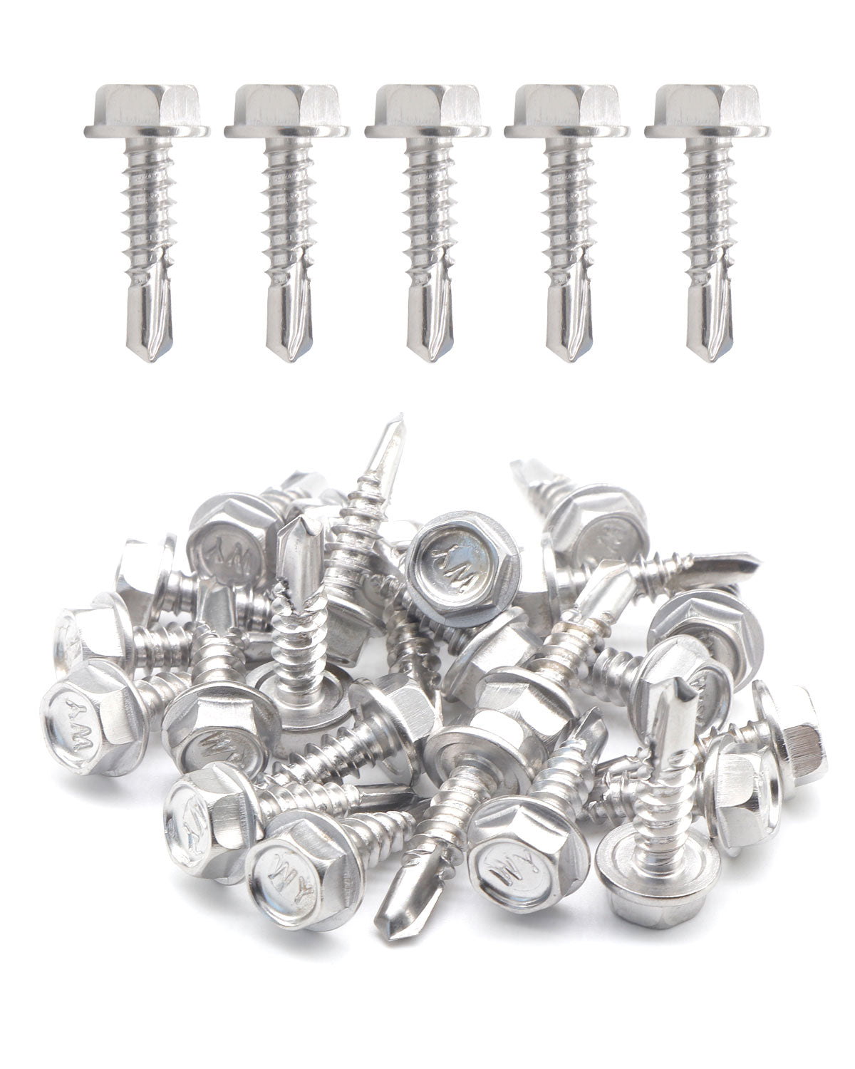 IMScrews 25 шт. # 10 x 3/4 дюйма, самосверлящие винты с шестигранной головкой и шайбой из нержавеющей стали, винты Tek из нержавеющей стали с полной резьбой из нержавеющей стали 410