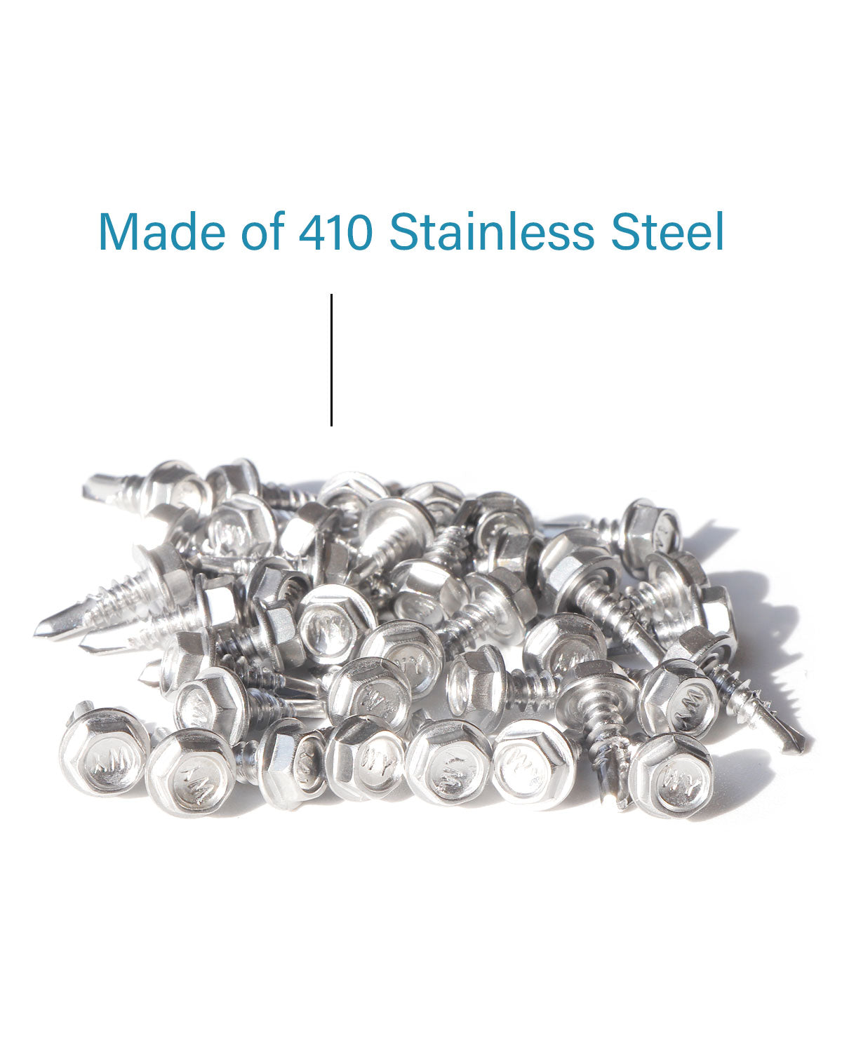 IMScrews 50 шт. # 10 x 1/2 дюйма, самосверлящие винты с шестигранной головкой и шайбой из нержавеющей стали, винты из нержавеющей стали 410 с полной резьбой для листового металла Tek