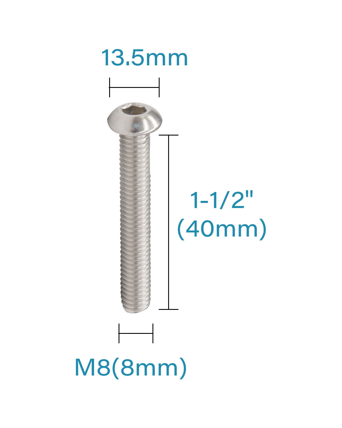 M8 x 1-1/2 дюйма Болты с полукруглой головкой и головкой под торцевой ключ Винты (10 шт.) Нержавеющая сталь 18-8, шестигранный привод 304 с шестигранной головкой, полнорезьбовой крепежный винт ISO7380 | от IMSCREWS