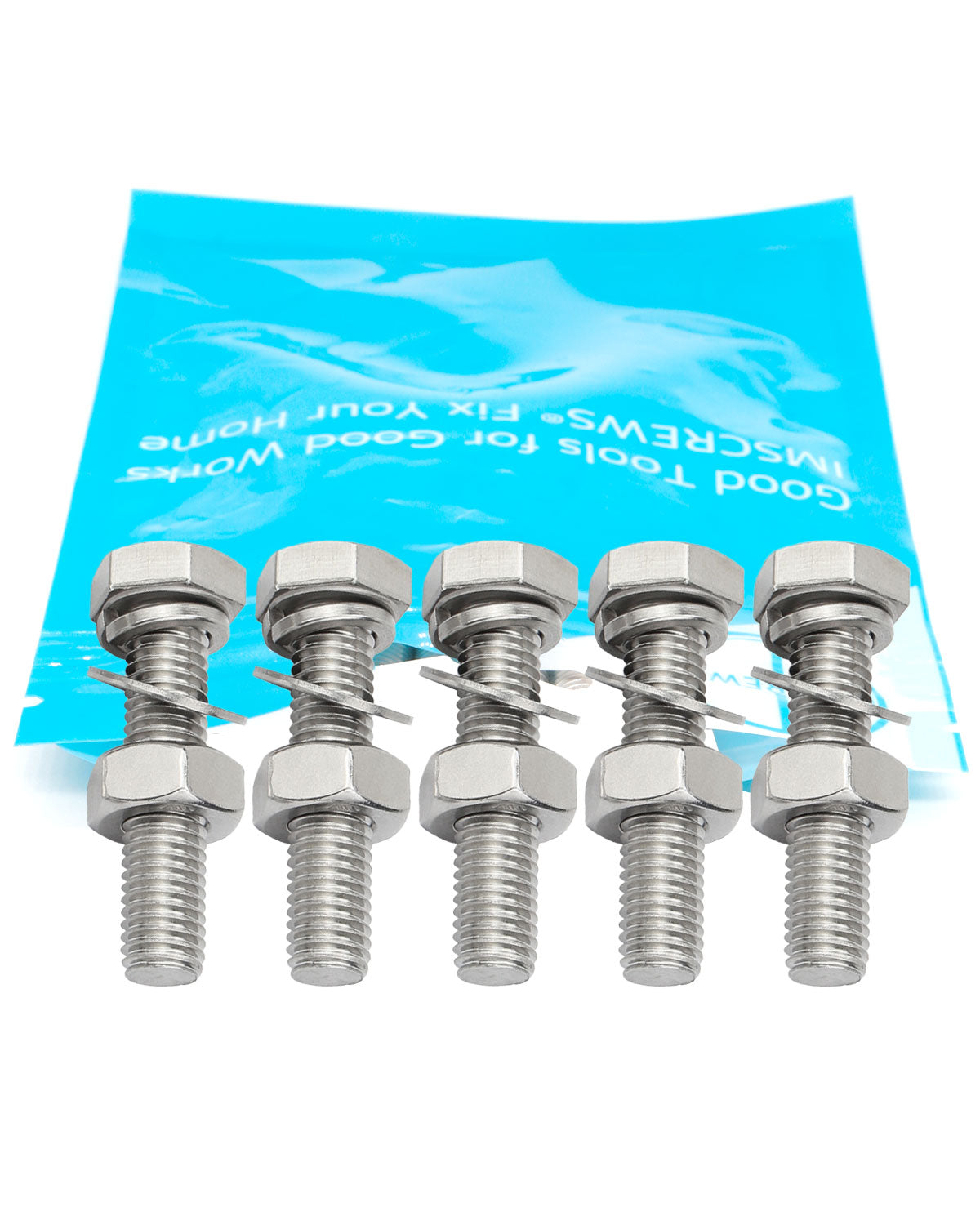 50Pcs M6 x 20mm Hex Bolt and Nut Screws Assortment with Washers Stainless Steel 304 Hexagon Head Screw Bolt Kit| by IMSCREWS