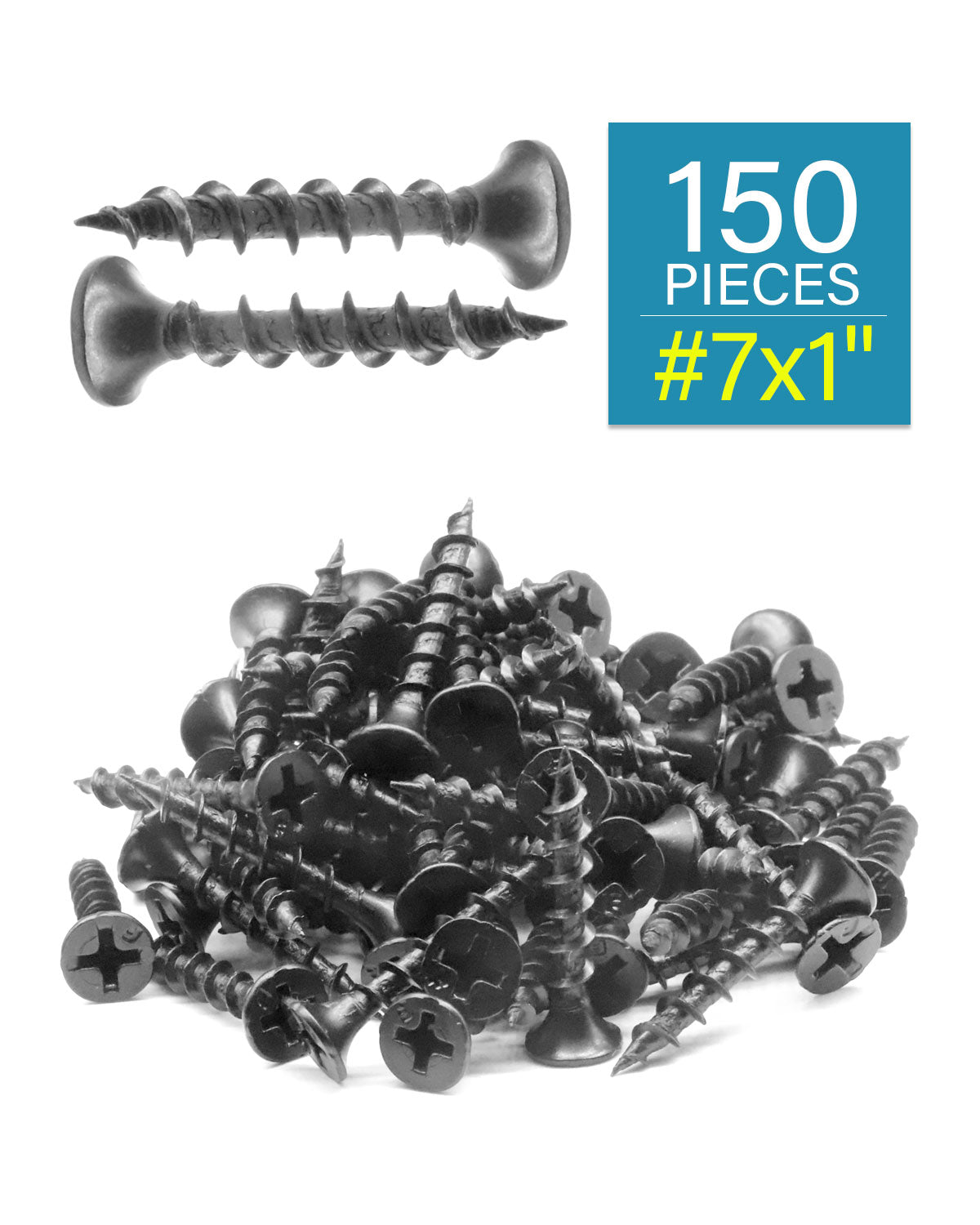 IMScrews 150 шт. #7x1" Шурупы для гипсокартона с крупной резьбой Phillips Саморезы с головкой из стекляруса Черный оксид Идеально подходят для гипсокартона