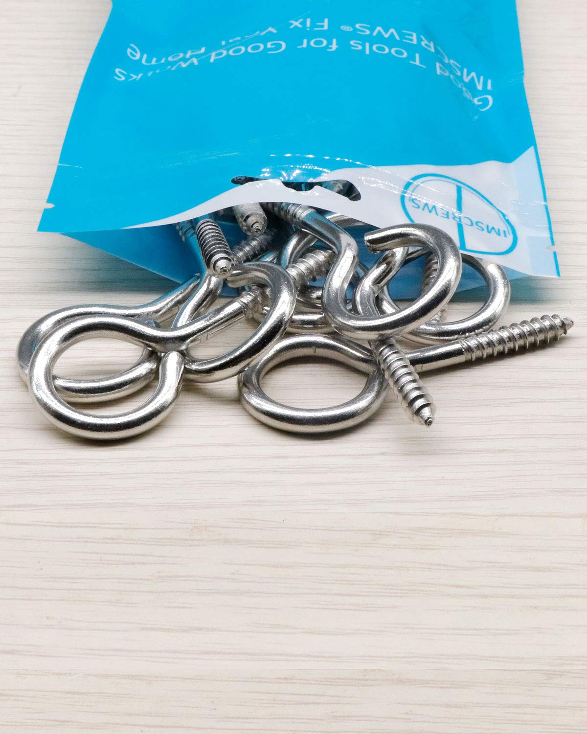 IMScrews 20Pcs 1-3/4 Inch Screw Eyes Small Eyelet Screws Lag Eyebolt Heavy Duty Hook 304 Stainless Steel
