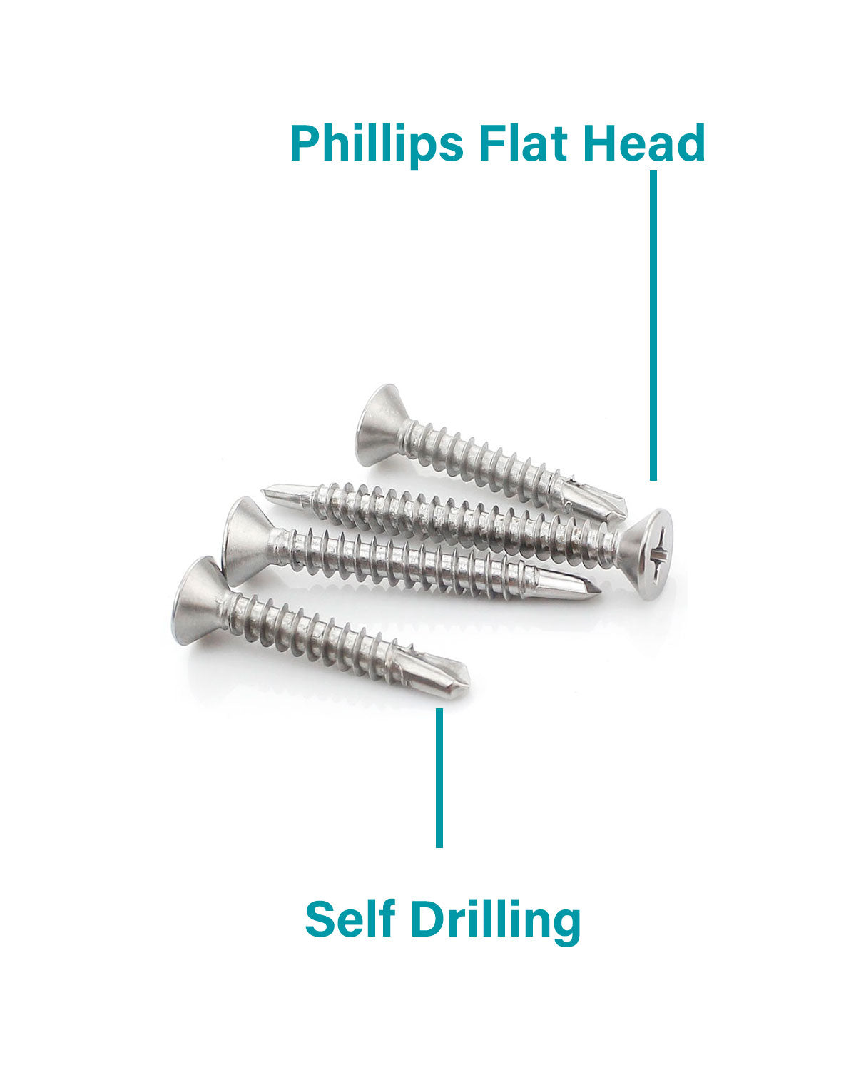 #8 Self Drilling Sheet Metal Screws Assortment Kit 400 pcs, Flat Head Phillips Stainless Steel 410 Assorted TEK Screws Kit, Length 1/2" to 2" by IMSCREWS