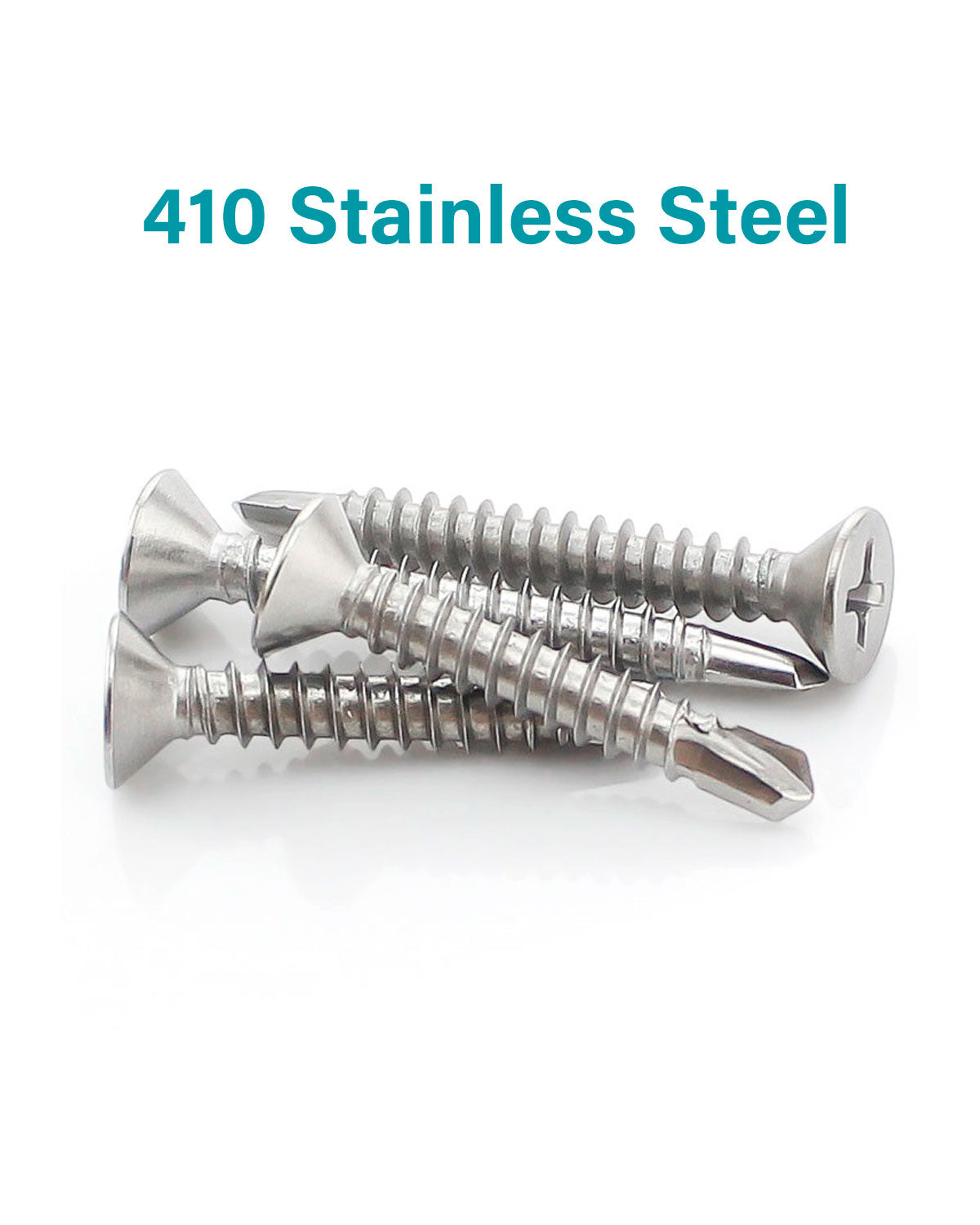 #8 Self Drilling Sheet Metal Screws Assortment Kit 400 pcs, Flat Head Phillips Stainless Steel 410 Assorted TEK Screws Kit, Length 1/2" to 2" by IMSCREWS