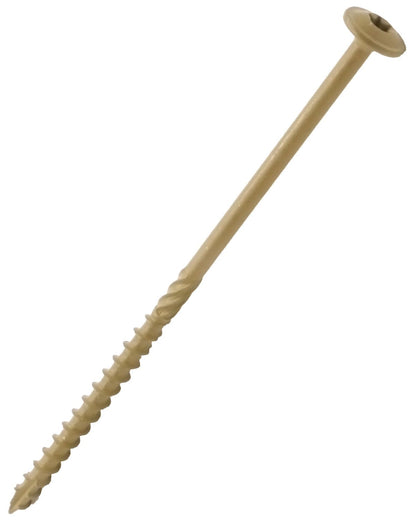 IMSCREWS #14 x 6 inch Tan Wood Deck Screws Epoxy Coated Carbon Steel T30 Star Drive Large Washer Head Timber Screws Heavy Duty Structural Fasteners for Log Homes 100 Pack