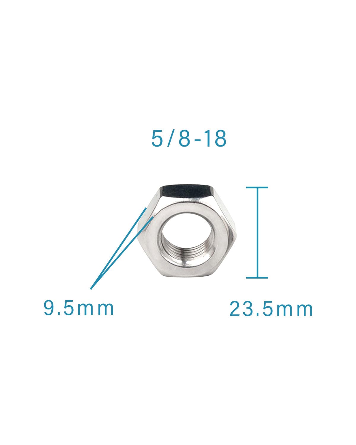 5/8-18 Hex Nuts - IMScrews 304 Stainless Steel Hex Nuts - Corrosion-Resistant Fasteners for Diverse Projects Pack of 20 - image 3