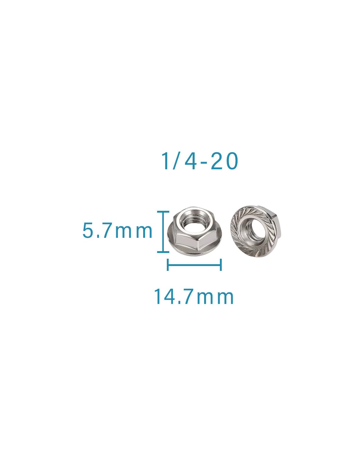 [IMSCREWS] 1/4-20 304 Stainless Steel Serrated Flange Nuts - 100 PCS DIN 6923 Hex Flange Nut for Automotive, Marine, and Home Projects, Anti-Vibration and Rust Resistant - image 3