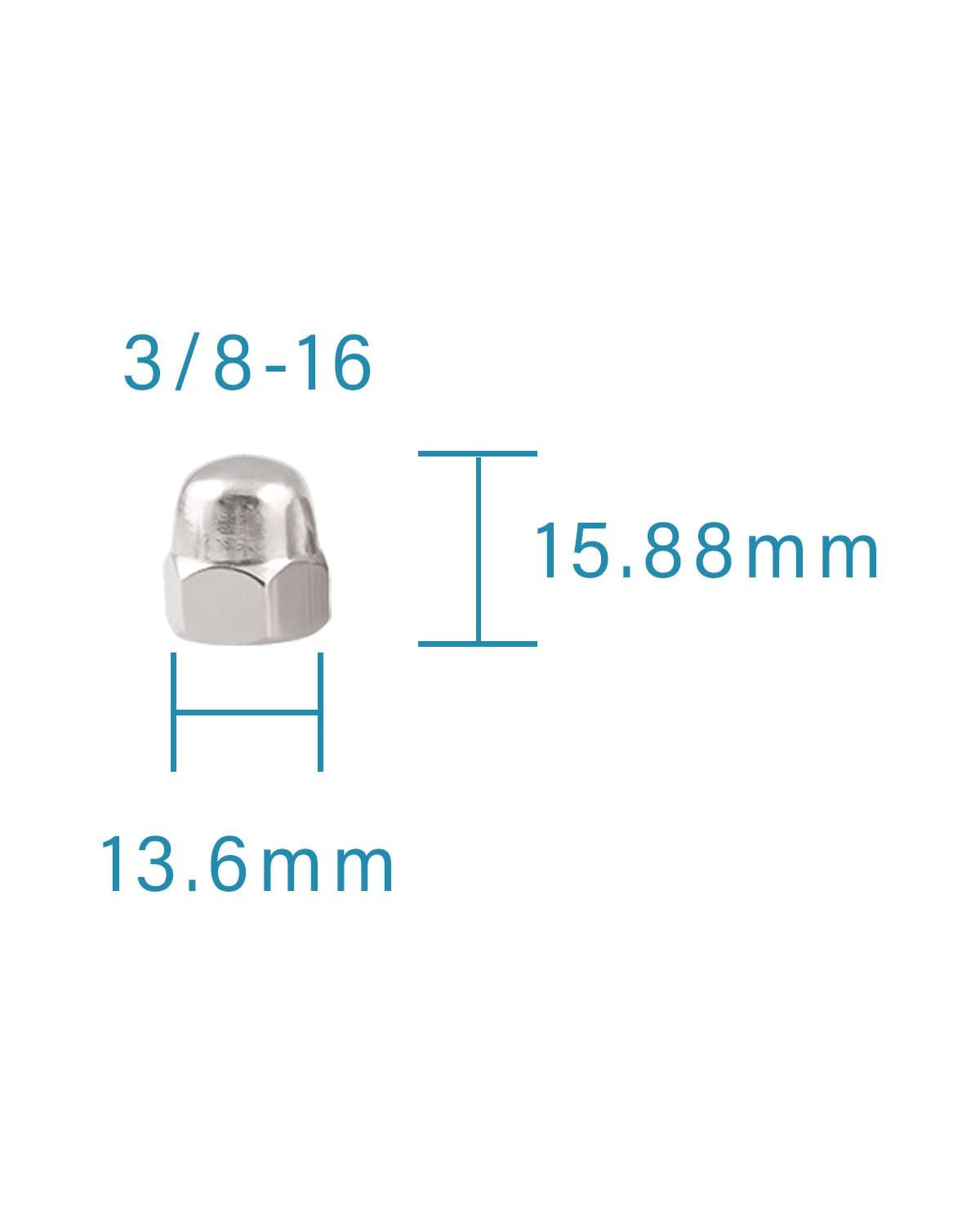 3/8-16 Acorn Nuts - IMScrews 304 Stainless Steel Acorn Nuts - Durable, Rust-Resistant Fasteners for Various Applications Pack of 25 - image 3