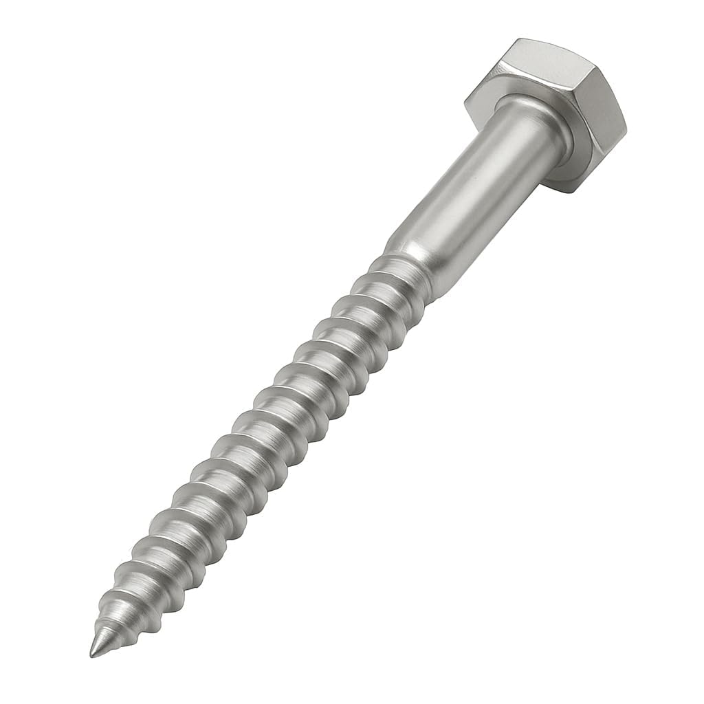 IMSCREWS 1/2  x 4  Hex Head Lag Screws, 304 Stainless Steel (18-8), Partially Threaded Heavy Duty Wood Bolts for Structural Framing, 5   pcs - image 2