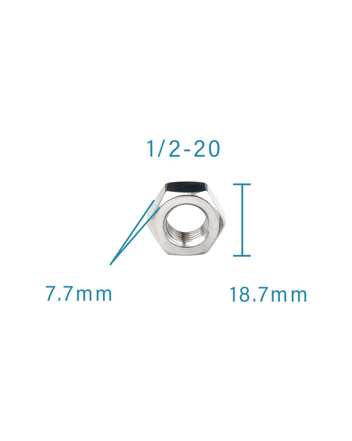 1/2-20 Hex Nuts - IMScrews 304 Stainless Steel Hex Nuts - Corrosion-Resistant Fasteners for Diverse Projects Pack of 5 - image 3