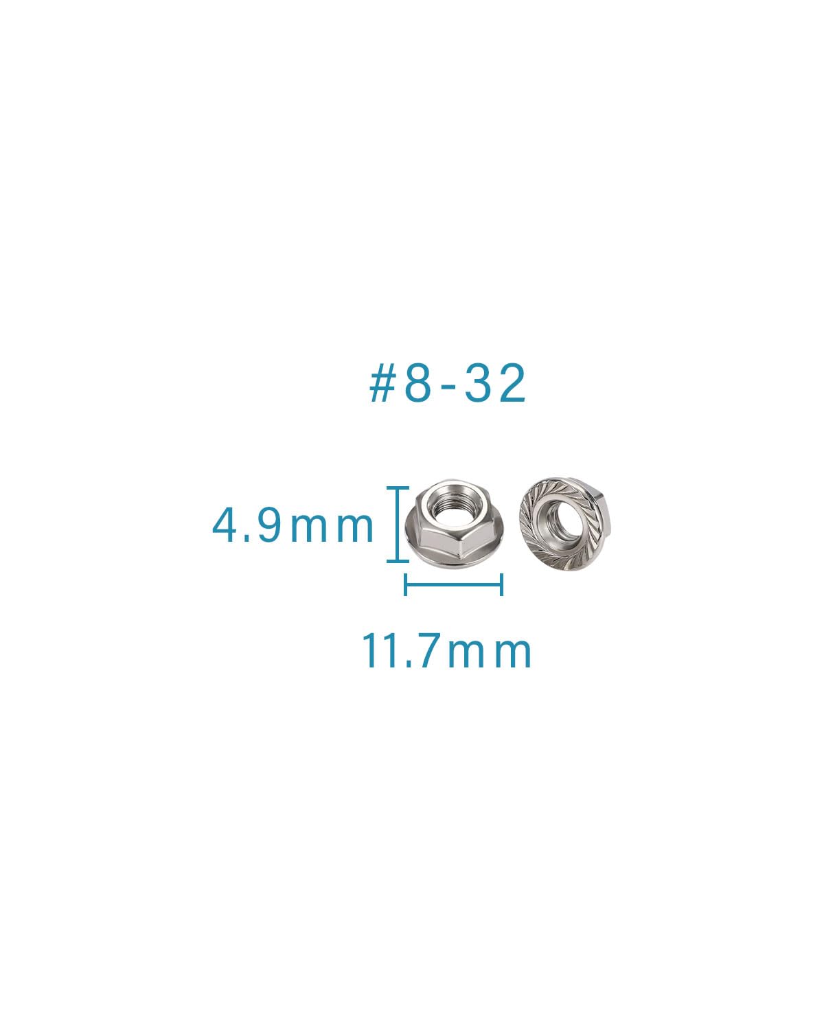 #8-32 Flange Nuts - IMScrews 304 Stainless Steel Flange Nuts - Resilient Fasteners for Home Maintenance and Professional Projects Pack of 100 - image 3