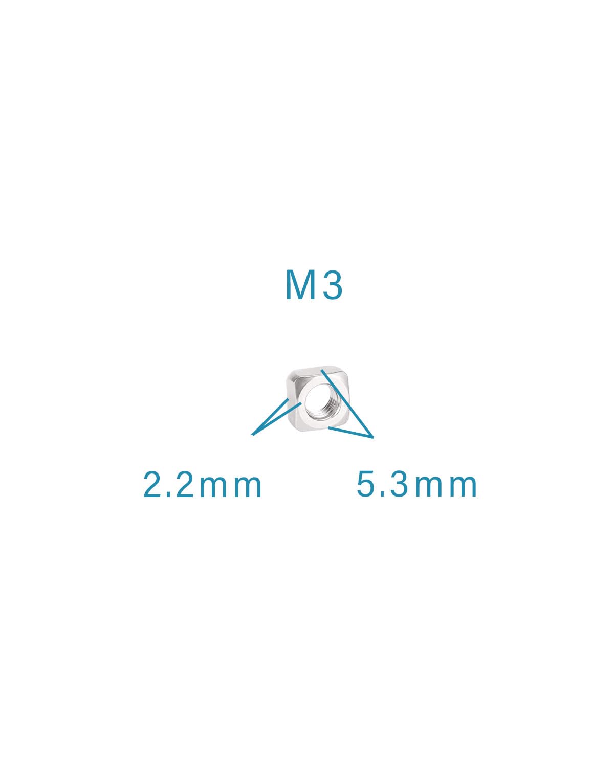 M3-0.5 Square Nuts - IMScrews 304 Stainless Steel Square Nuts - Durable Fasteners for Home Repairs and Professional Engineering Pack of 200 - image 3