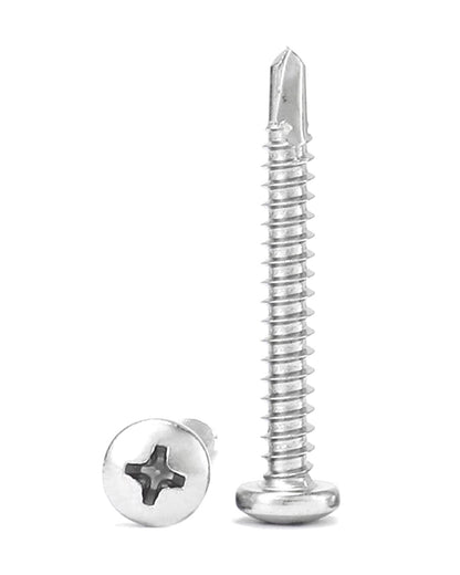 IMScrews #10 x 1-1/2" Self Tapping Pan Phillips Head Screws, 410 Stainless Steel, Pack of 50
