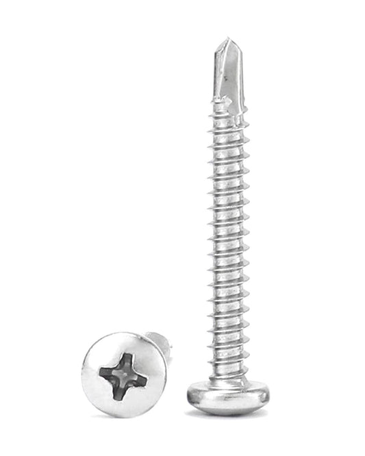IMScrews #10 x 1-1/2" Self Tapping Pan Phillips Head Screws, 410 Stainless Steel, Pack of 50