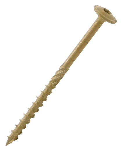 IMSCREWS #14 x 4 inch Tan Wood Deck Screws Epoxy Coated Carbon Steel T30 Star Drive Large Washer Head Timber Screws Heavy Duty Exterior Fasteners for Pressure Treated Lumber 50 Pack