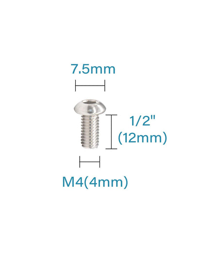 M4-0.7 x 1/2" Button Head Socket Cap Bolts Screws (25pcs) 18-8 Stainless Steel 304 Allen Hex Drive Fully Thread Machine Screw ISO7380 | by IMSCREWS - image 2