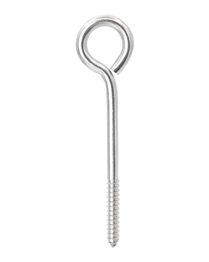 IMSCREWS 6 Inch Stainless Steel Screw Eyes Heavy Duty, 0.287" Wire Diameter 304 Steel Eye Hooks, 1-7/8" Thread Self Tapping Eye Bolts for Wood, Hammock & Cable Securing, 5 Pcs