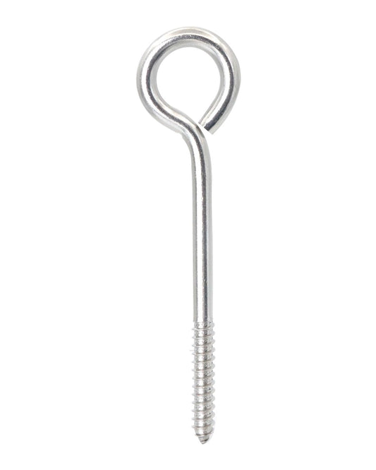 IMSCREWS 6 Inch Stainless Steel Screw Eyes Heavy Duty, 0.287" Wire Diameter 304 Steel Eye Hooks, 1-7/8" Thread Self Tapping Eye Bolts for Wood, Hammock & Cable Securing, 5 Pcs