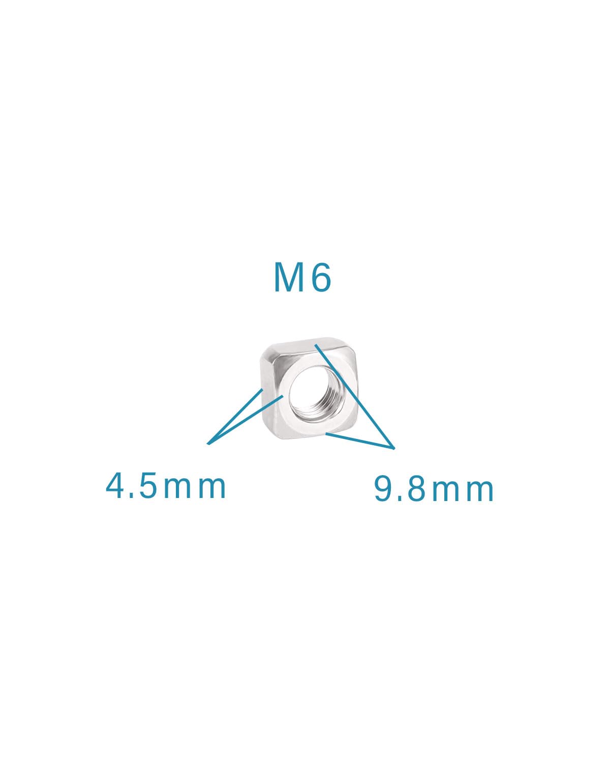 M6-1.0 Square Nuts - IMScrews 304 Stainless Steel Square Nuts - Durable Fasteners for Home Repairs and Professional Engineering Pack of 50 - image 3