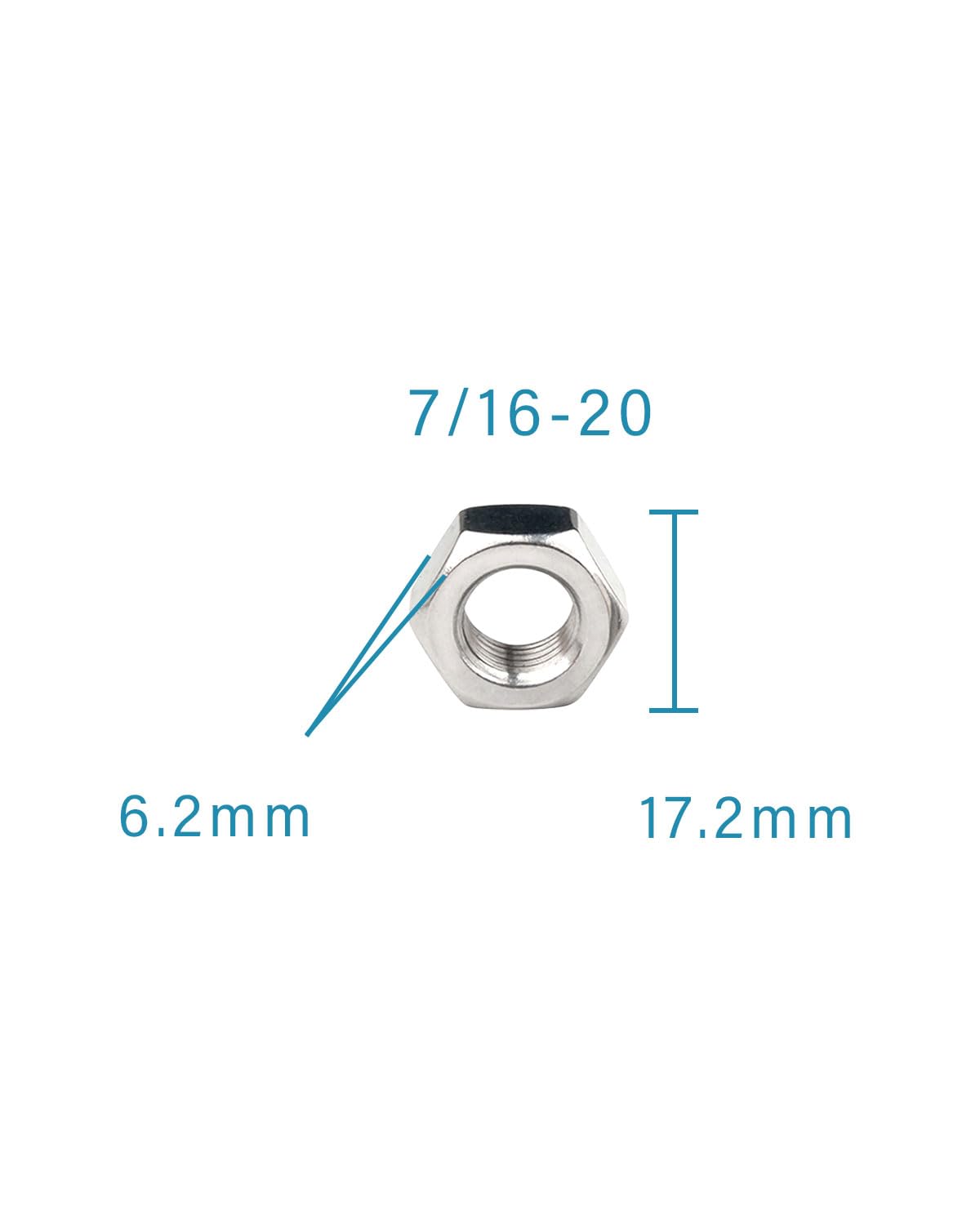 7/16-20 Hex Nuts - IMScrews 304 Stainless Steel Hex Nuts - Corrosion-Resistant Fasteners for Diverse Projects Pack of 50 - image 3