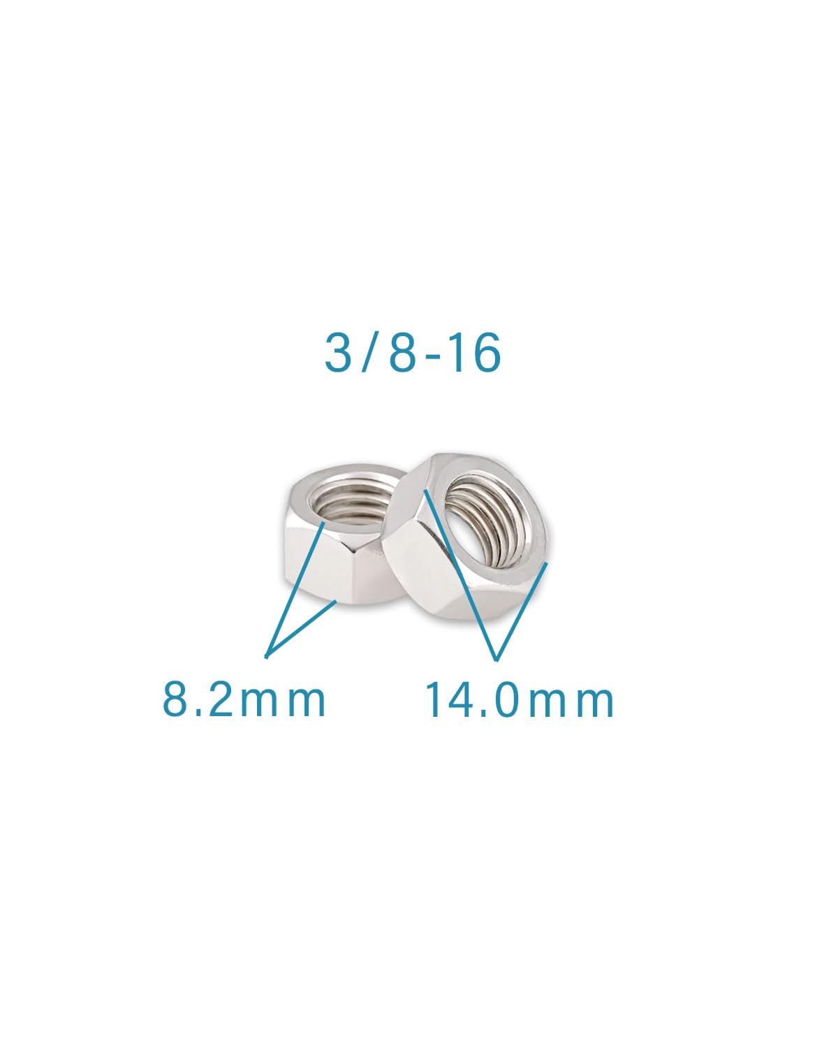 3/8-16 Hex Nuts - IMScrews 304 Stainless Steel Hardware Hex Nuts - Durable and Rust-Resistant Fasteners for Home Repairs and Professional Projects Pack of 50 - image 3