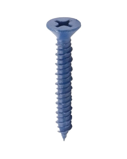 1/4" x 2-1/4" Blue Concrete Screws, 25 PCS Flat Head Masonry Anchors with High-Low Thread, Heavy-Duty Blue Coating Fasteners for Brick, Block and Stucco