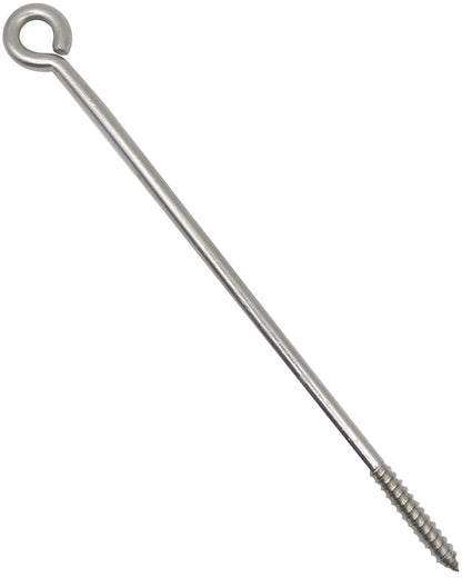 IMSCREWS 8-1/4" 304 Stainless Steel Screw Eyes (10-Pack) ¨C Screws in Hooks for Hammock Stands, Indoor Ceilings, and Outdoor Use