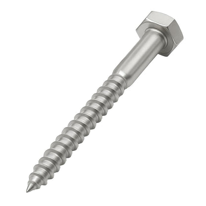 IMSCREWS 5/16  x 4  Hex Head Lag Screws, 304 Stainless Steel, Partially Threaded Extra-Long Wood Bolts for Structural Framing, 2   pcs - image 2