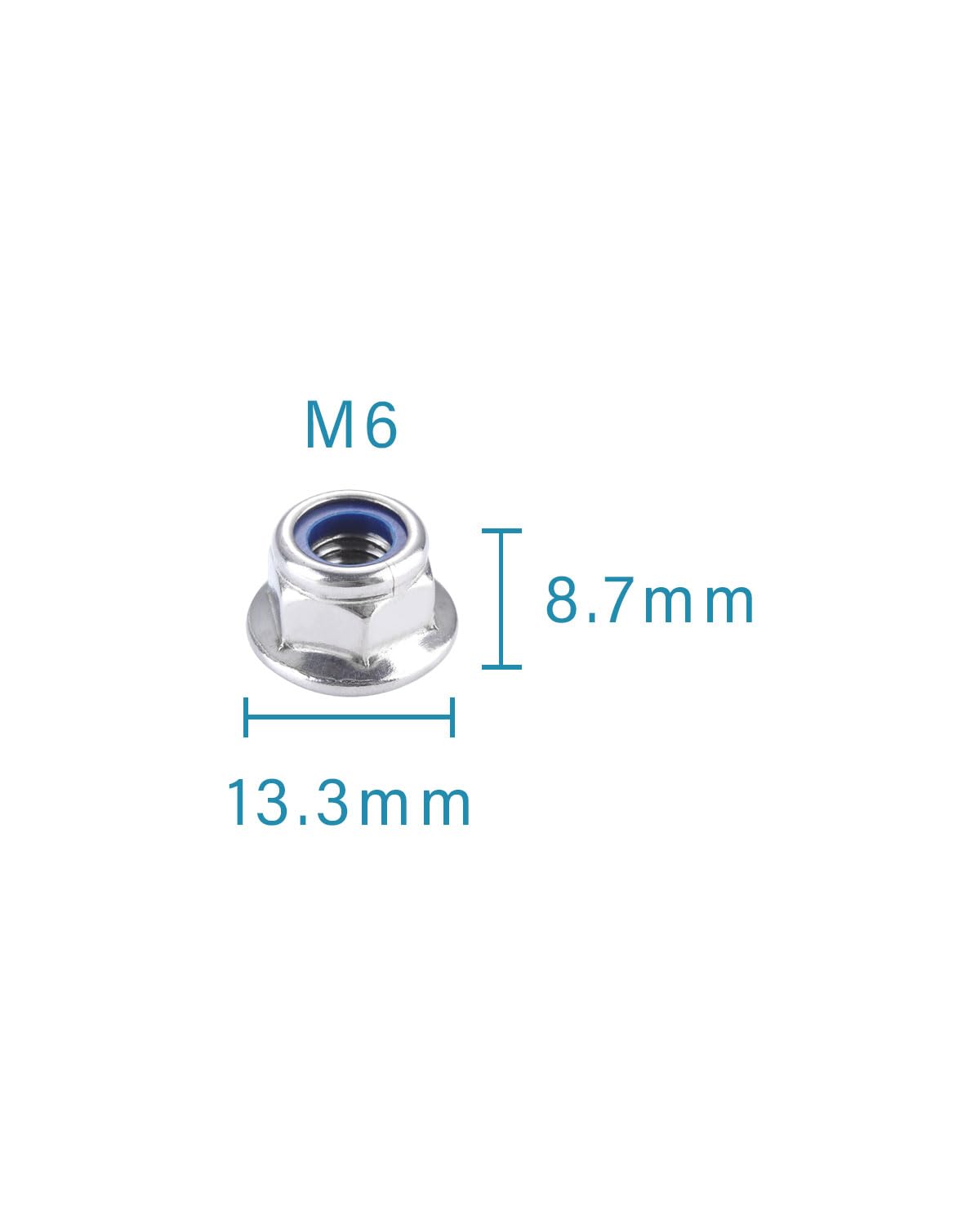 IMScrews M6-1.0 Flange Nuts, 304 Stainless Steel Hex Flange Nuts, DIN6926 Locking Nuts with Integrated Washer Base, Corrosion Resistant Hardware for Secure Fastening, Pack of 100 - image 3