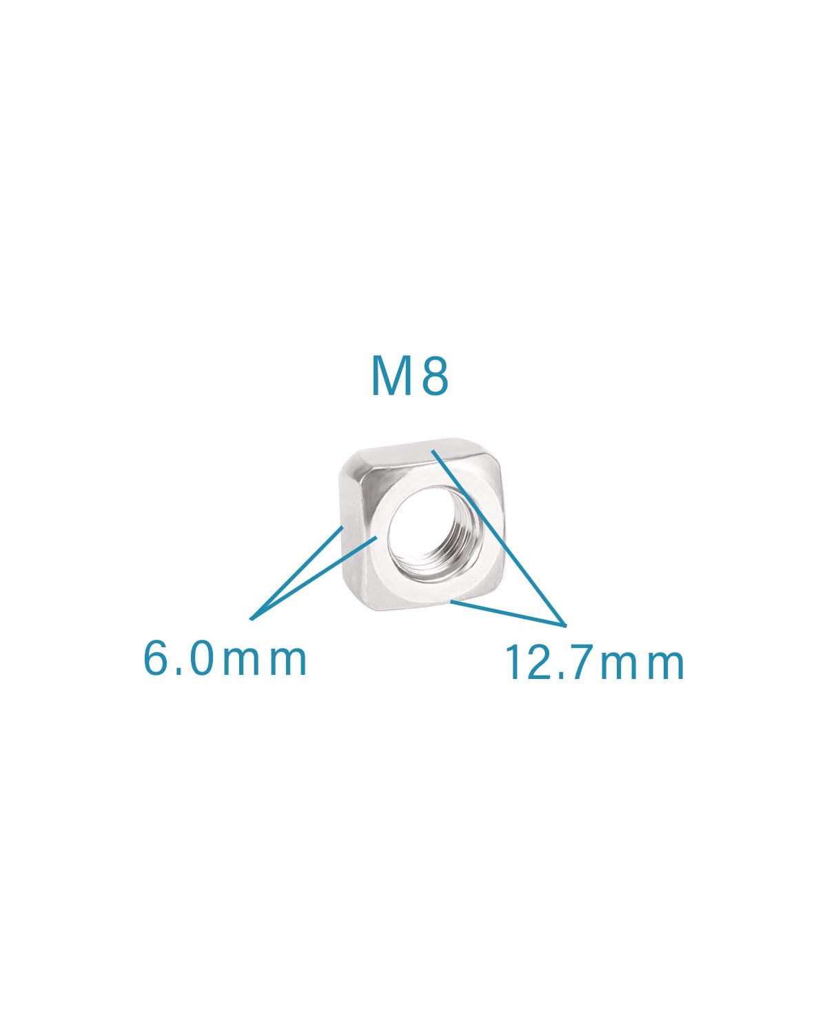 M8-1.25 Square Nuts - IMScrews 304 Stainless Steel Square Nuts - Durable Fasteners for Home Repairs and Professional Engineering Pack of 25 - image 3