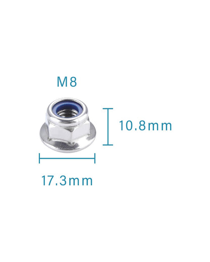 IMScrews M8-1.25 Flange Nuts, 304 Stainless Steel Hex Lock Nuts with Integrated Washer Base, Blue Nylon Insert Anti-Loosening, Corrosion Resistant Hardware, Pack of 25 - image 3