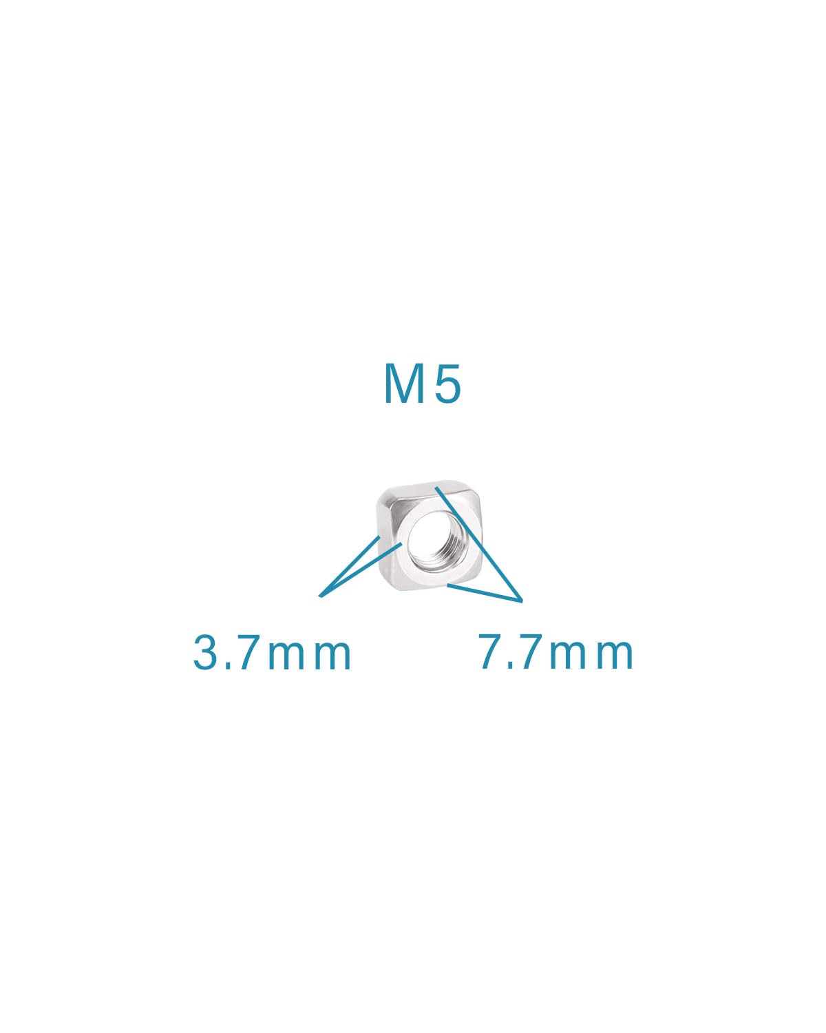 M5-0.8 Square Nuts - IMScrews 304 Stainless Steel Square Nuts - Durable Fasteners for Home Repairs and Professional Engineering Pack of 100 - image 3