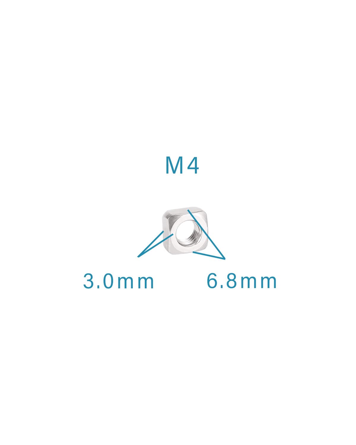 M4-0.7 Square Nuts - IMScrews 304 Stainless Steel Square Nuts - Durable Fasteners for Home Repairs and Professional Engineering Pack of 100 - image 3