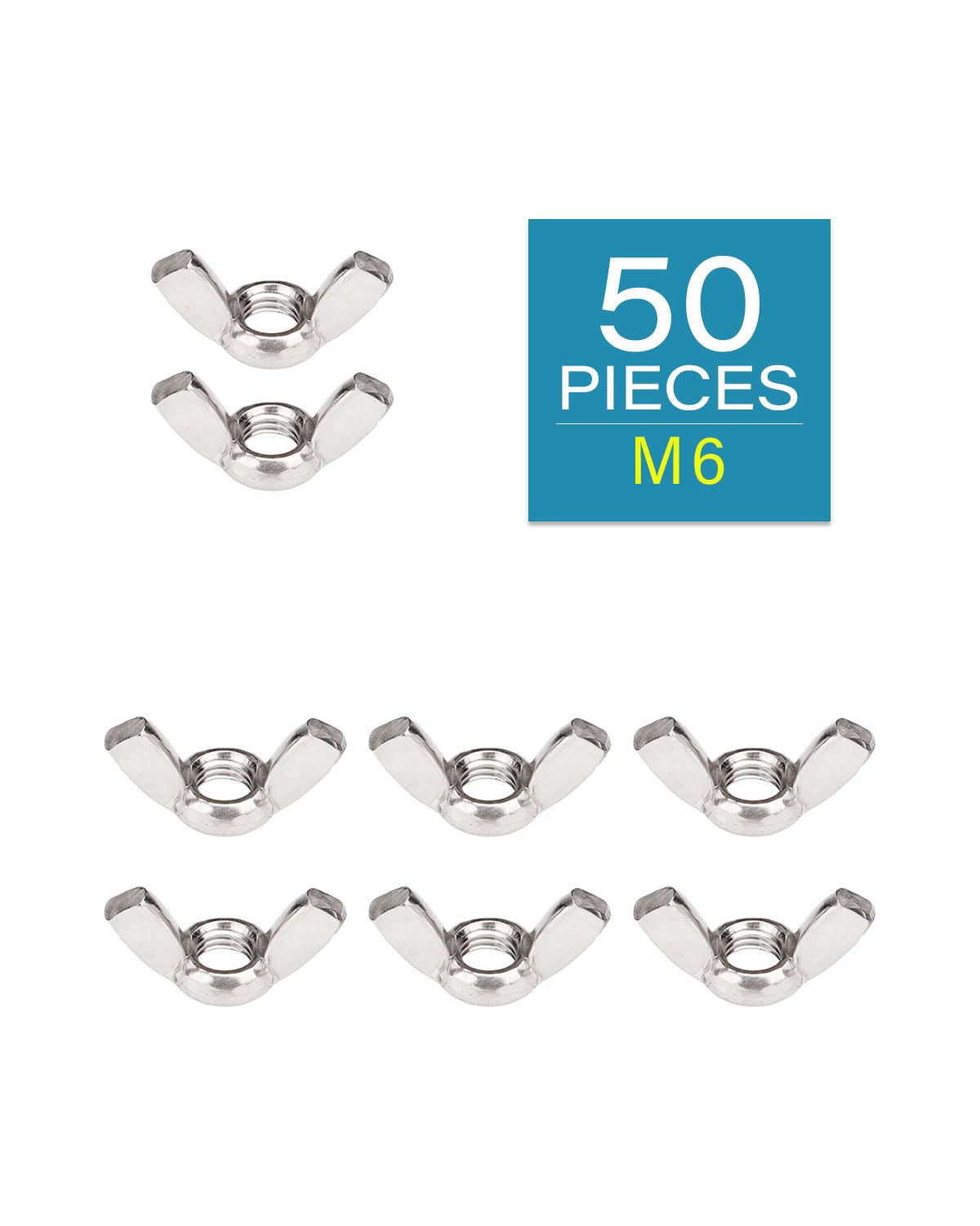 M6-1.0 Wing Nuts - IMScrews 304 Stainless Steel Wing Nuts - Durable Hardware for Home Maintenance and Professional Engineering Pack of 50 - image 2